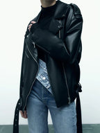 JHooze - Modieuze Biker Vegan Leren Jas