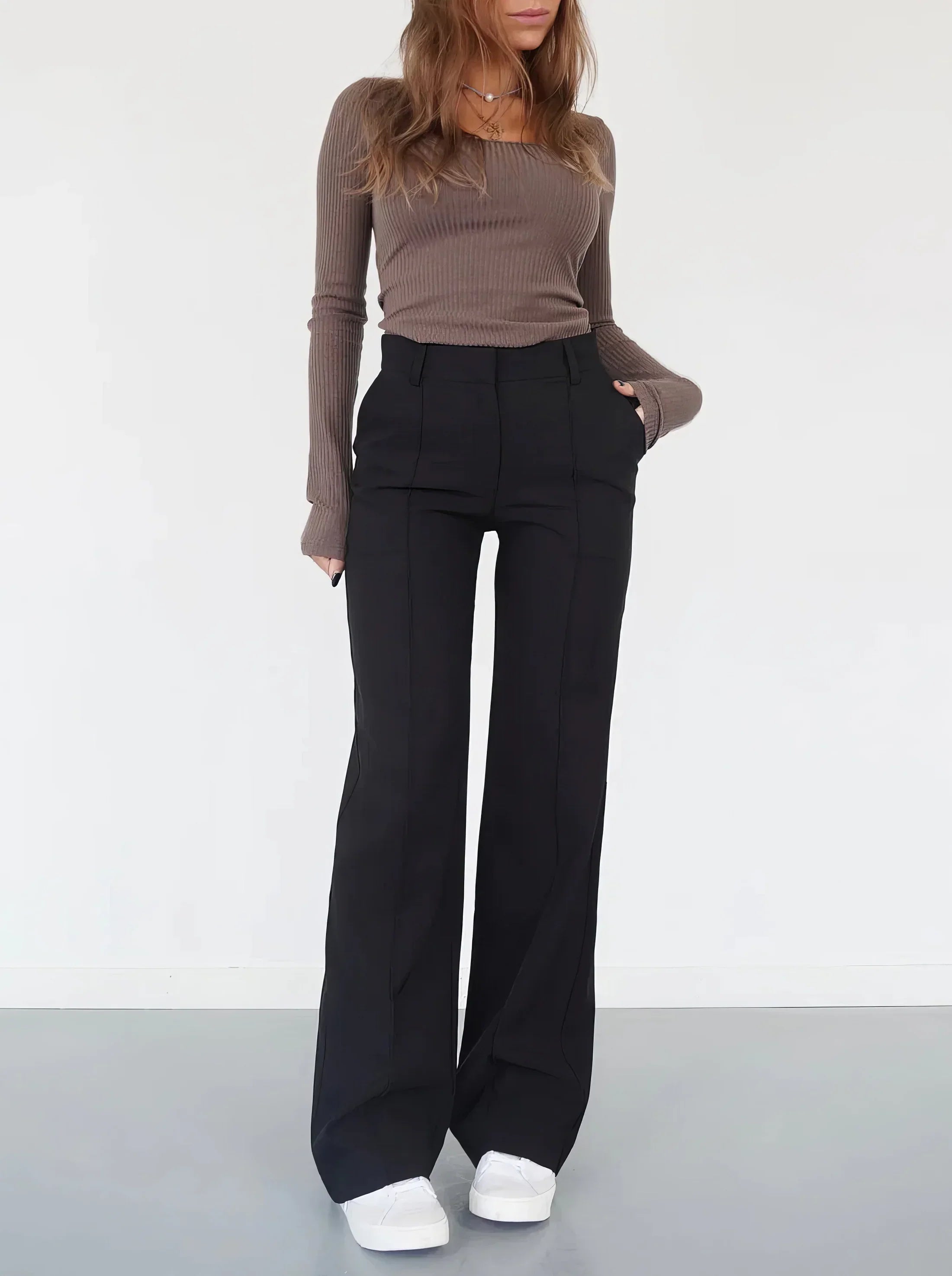 Luna | Pantalon met Wijde Pijpen & High Waist Pasvorm